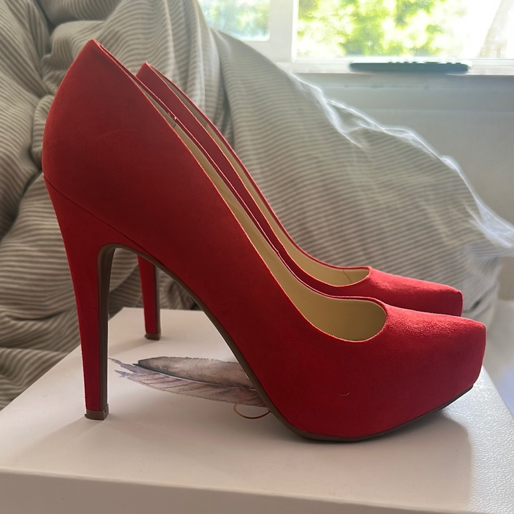 Vibrant Red JS Platform Heels
